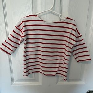 Janie and Jack White Top with Red Stripes